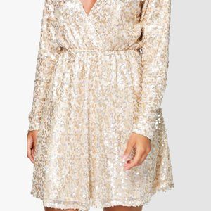 BooHoo Sequined Gold Dress